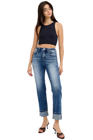 Risen Jeans - Tummy Control High Rise Crop Straight Jeans - RDP5941 - SaltTree