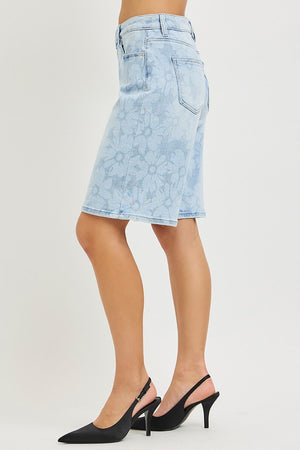 Risen Jeans - Slouch Bermuda in Floral Print (12" Inseam) - RDS6404-SaltTree