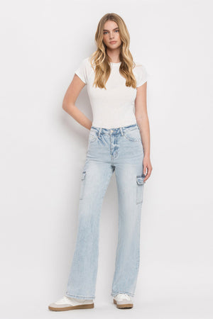 Vervet Denim - 90s Vintage Super High Rise Cargo Straight Jeans - T5790 - SaltTree