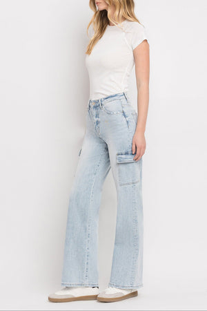 Vervet Denim - 90s Vintage Super High Rise Cargo Straight Jeans - T5790 - SaltTree