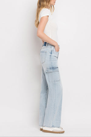 Vervet Denim - 90s Vintage Super High Rise Cargo Straight Jeans - T5790 - SaltTree