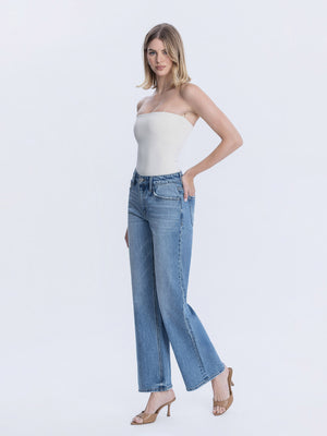 Vervet - High-Rise Medium Wash Full-Length Wide-Leg Jeans (32" Inseam) - T6184-SaltTree