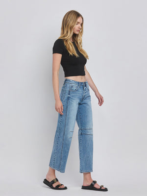 Vervet - High-Rise Dart Structured Fit Barrel Leg Jeans (27" Inseam) - T6514-SaltTree
