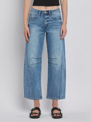 Vervet - High-Rise Dart Structured Fit Barrel Leg Jeans (27" Inseam) - T6514-SaltTree