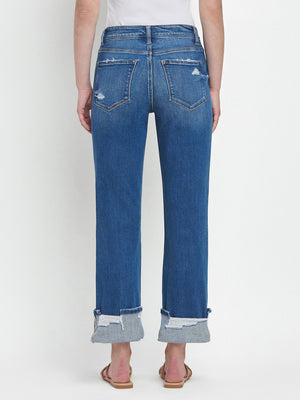 Vervet - High-Rise Cuffed Straight Jeans (27" Inseam) - T6600-SaltTree