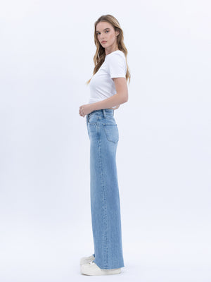 Vervet - High Rise Clean Cut Raw Hem Wide Jeans (32" Inseam) - T6900-SaltTree