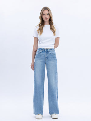 Vervet - High Rise Clean Cut Raw Hem Wide Jeans (32" Inseam) - T6900-SaltTree