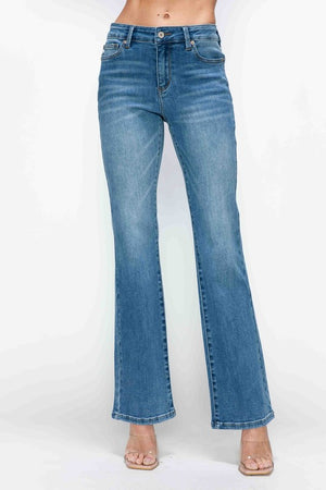 bytos Full Size Cat's Whiskers Mid Rise Bootcut Jeans - SaltTree