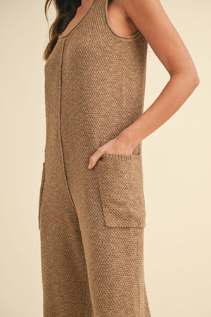 MABLE Sleeveless Knit Crop Jumpsuit with Pockets - SaltTree