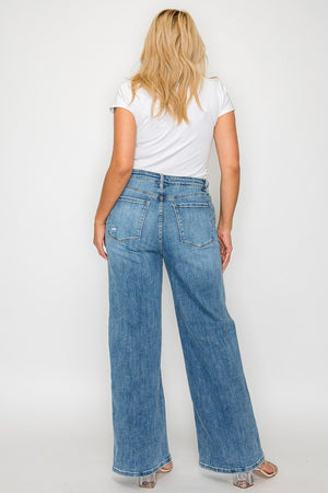 bytos Full Size High Rise Wide Leg Jeans with Pockets - SaltTree