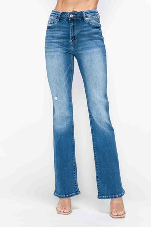 bytos Full Size Distressed High Rise Jeans with Pockets - SaltTree