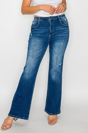 bytos Full Size High Rise Bootcut Jeans with Pockets - SaltTree
