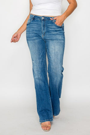 bytos Full Size Distressed High Rise Jeans with Pockets - SaltTree