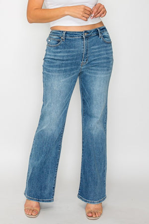 bytos Full Size Cat's Whiskers Mid Rise Bootcut Jeans - SaltTree