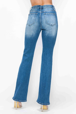 bytos Full Size Distressed High Rise Jeans with Pockets - SaltTree