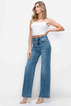 bytos Full Size High Rise Wide Leg Jeans with Pockets - SaltTree