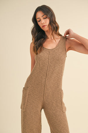MABLE Sleeveless Knit Crop Jumpsuit with Pockets - SaltTree