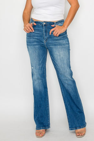 bytos Full Size Distressed High Rise Jeans with Pockets - SaltTree