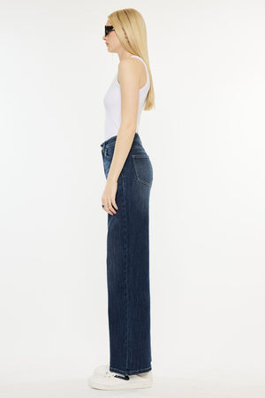 Kancan - Samia High Rise Wide Leg Jeans - Essential, kc20030D - SaltTree