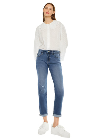 Kancan - Pamela Mid Rise Slim Straight Jean - Essential, KC20055D - SaltTree