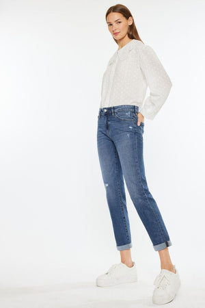 Kancan - Pamela Mid Rise Slim Straight Jean - Essential, KC20055D - SaltTree