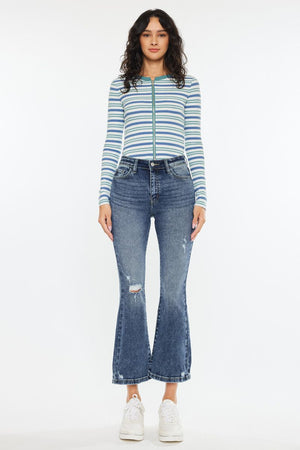 Miley High Rise Cropped Flare Jeans - Essential, KC20057D - SaltTree
