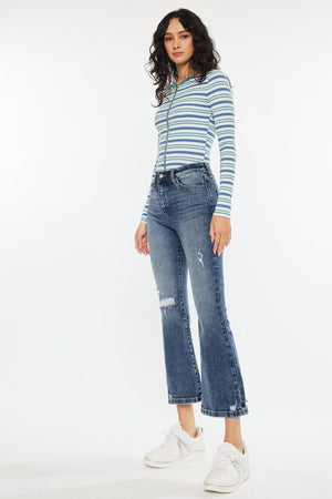 Miley High Rise Cropped Flare Jeans - Essential, KC20057D - SaltTree