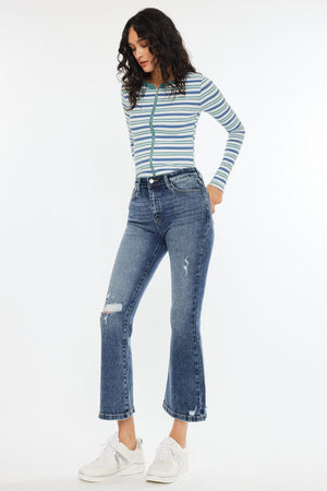 Miley High Rise Cropped Flare Jeans - Essential, KC20057D - SaltTree
