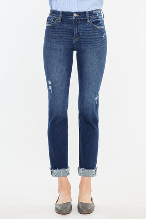 Kancan - Emely Mid Rise Slim Straight Leg Jeans - Essential, KC20062D - SaltTree