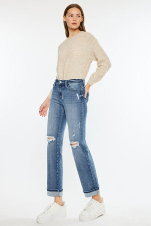 Kancan - Carrie Mid Rise True Straight Leg Jeans - Essential, KC20064M - SaltTree