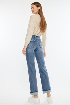 Kancan - Carrie Mid Rise True Straight Leg Jeans - Essential, KC20064M - SaltTree