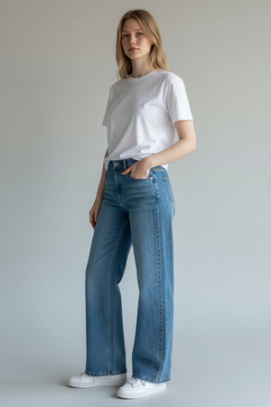 Wax Jeans - Women's High Waisted Straight Leg Denim - 90384