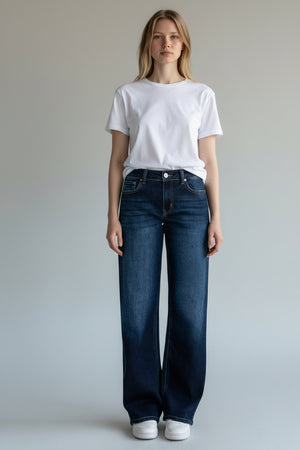 Wax Jeans - Women's Low Rise Wide Leg Denim Pants - 90403