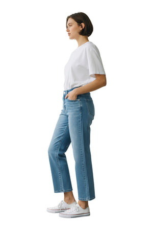 Wax Jeans - Women's High Waisted Crop Straight Leg Denim - 90421