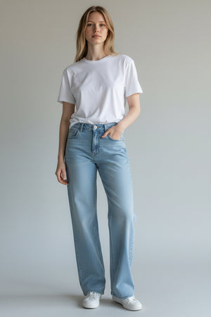 Wax Jeans - Women's Low Rise Wide Leg Denim Pants - 90403