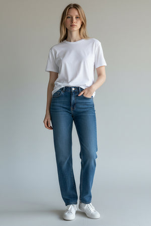 Wax Jeans - Women's High Waisted Straight Leg Denim - 90384