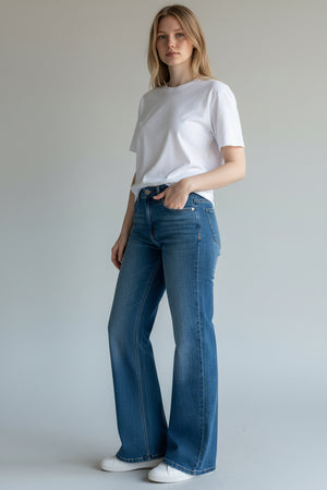 Wax Jeans - Women's Low Rise Wide Leg Denim Pants - 90403