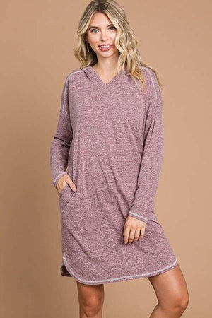 Culture Code Full Size Hooded Long Sleeve Sweater Dress - SaltTree