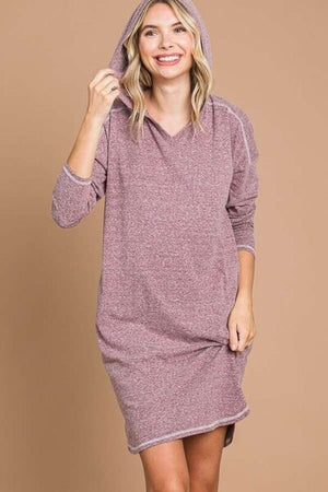 Culture Code Full Size Hooded Long Sleeve Sweater Dress - SaltTree