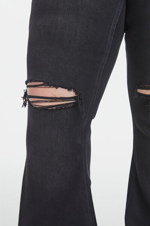 BAYEAS Full Size High Waist Distressed Raw Hem Flare Jeans - SaltTree