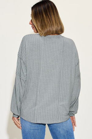 Basic Bae Full Size Ribbed Round Neck Long Sleeve T-Shirt - SaltTree