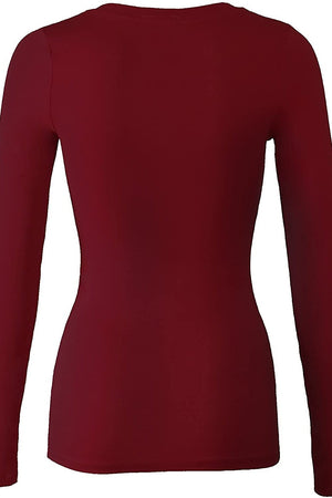Bozzolo Women's Basic Round Neck Warm Soft Stretchy Long Sleeves T Shirt - SaltTree