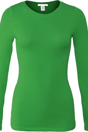 Bozzolo Women's Basic Round Neck Warm Soft Stretchy Long Sleeves T Shirt - SaltTree