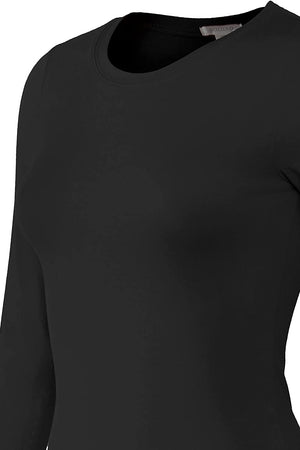 Bozzolo Women's Basic Round Neck Warm Soft Stretchy Long Sleeves T Shirt - SaltTree