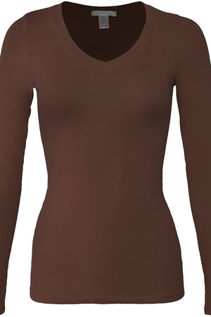 Bozzolo Women's Basic V-Neck Warm Soft Stretchy Long Sleeves T Shirt - SaltTree