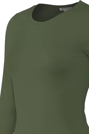 Bozzolo Women's Basic Round Neck Warm Soft Stretchy Long Sleeves T Shirt - SaltTree