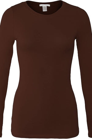 Bozzolo Women's Basic Round Neck Warm Soft Stretchy Long Sleeves T Shirt - SaltTree