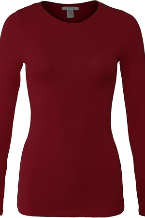 Bozzolo Women's Basic Round Neck Warm Soft Stretchy Long Sleeves T Shirt - SaltTree