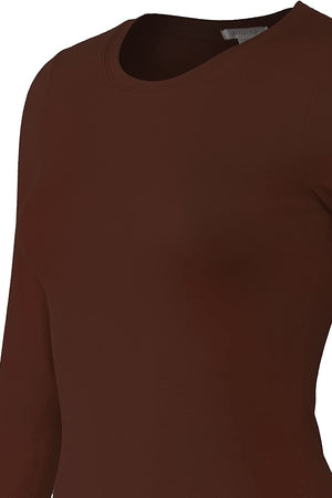 Bozzolo Women's Basic Round Neck Warm Soft Stretchy Long Sleeves T Shirt - SaltTree