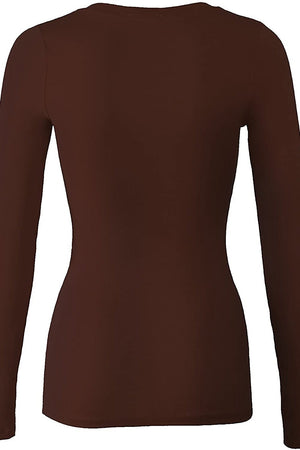 Bozzolo Women's Basic Round Neck Warm Soft Stretchy Long Sleeves T Shirt - SaltTree